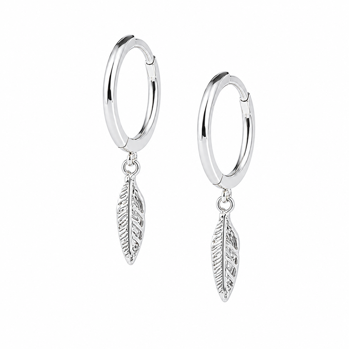 Feather Huggie Earrings Silver