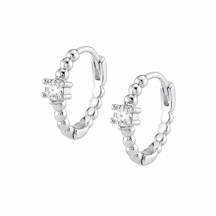 Kessho Huggie Hoop Earrings Silver