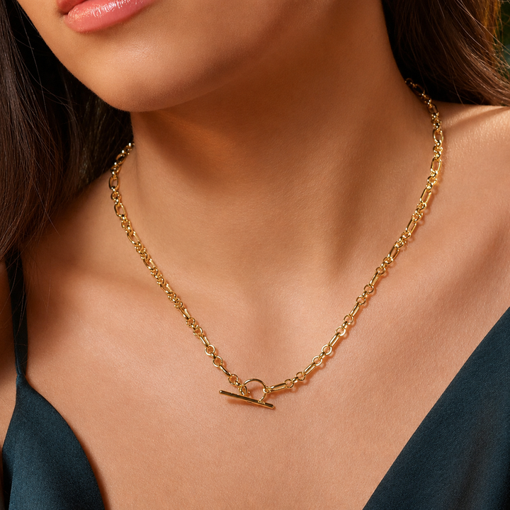 T Bar Marigold Necklace Gold