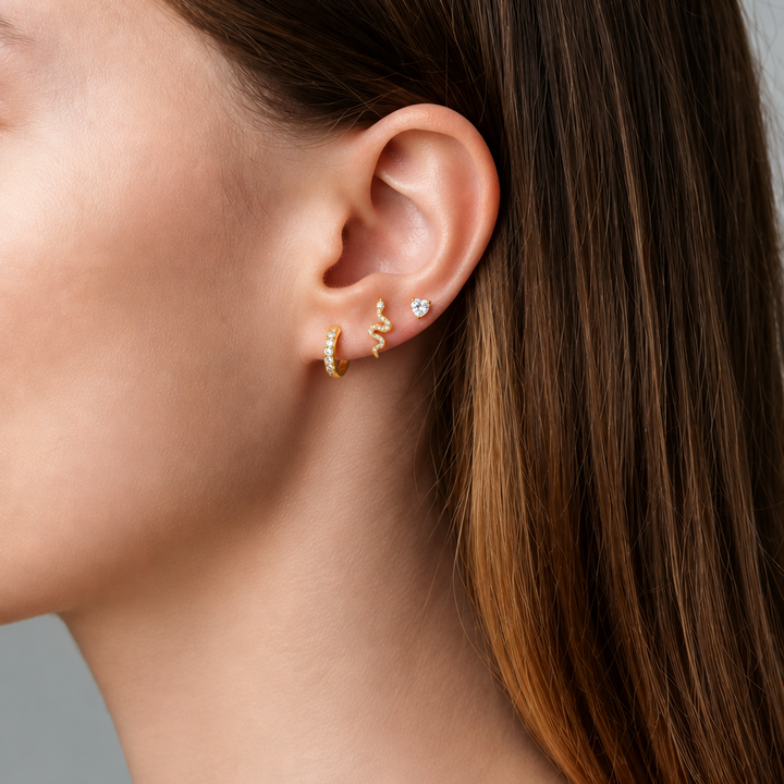 Snake Earring Stack in Gold
