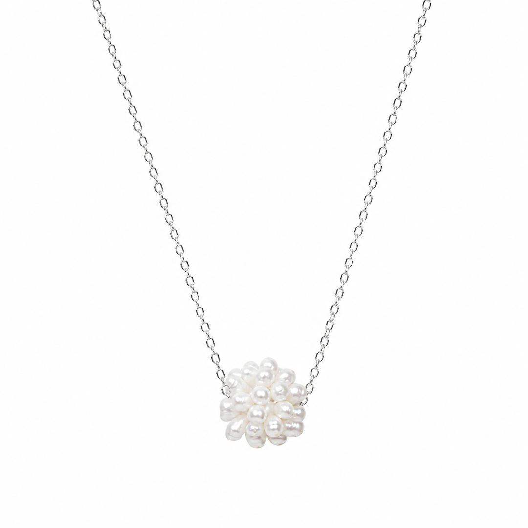 Pearl Cluster Necklace Silver