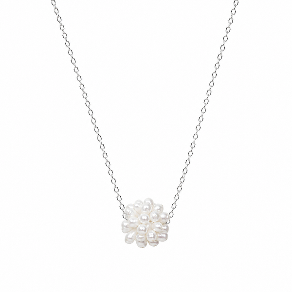 Pearl Cluster Necklace Silver