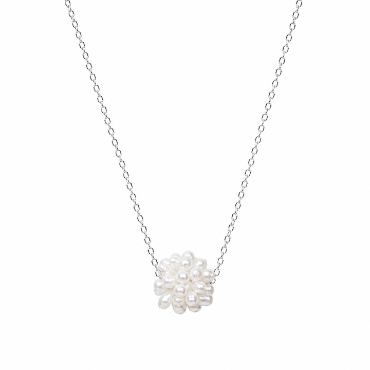 Pearl Cluster Necklace Silver