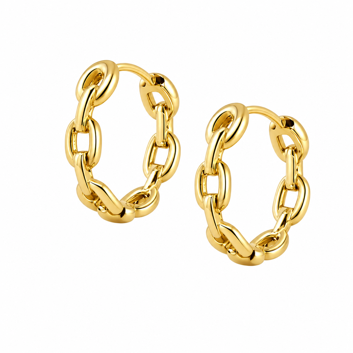 Chain Hoop Earrings Gold