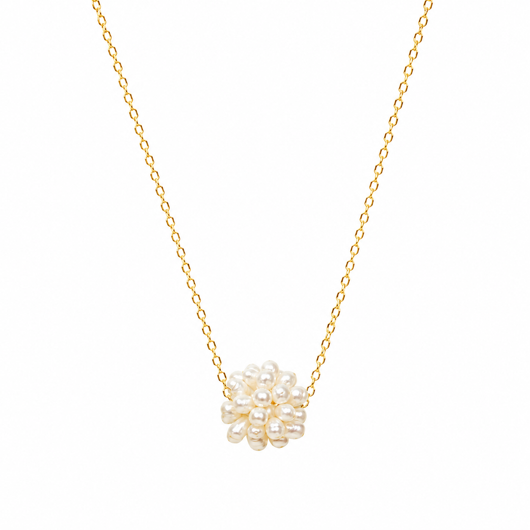 Pearl Cluster Necklace Gold