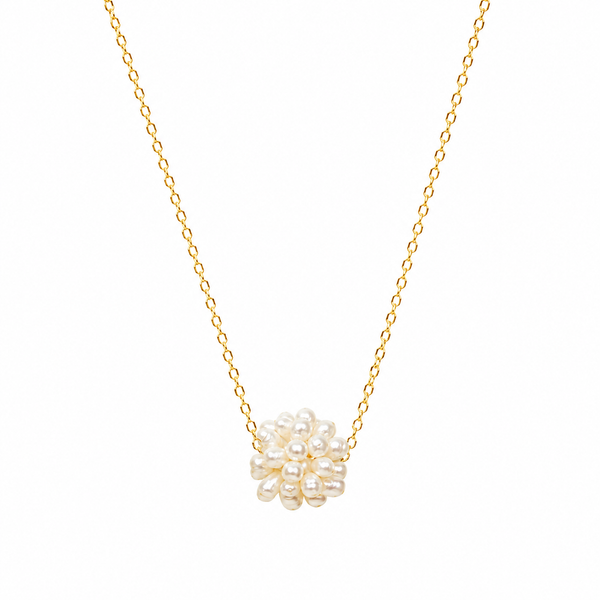 Pearl Cluster Necklace Gold