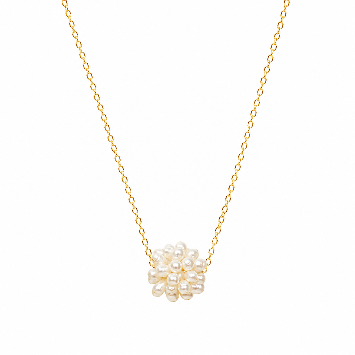 Pearl Cluster Necklace Gold