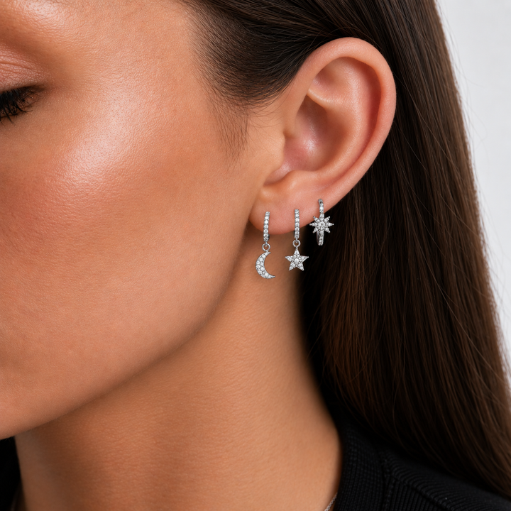 Sunrise Earring Stack in Silver