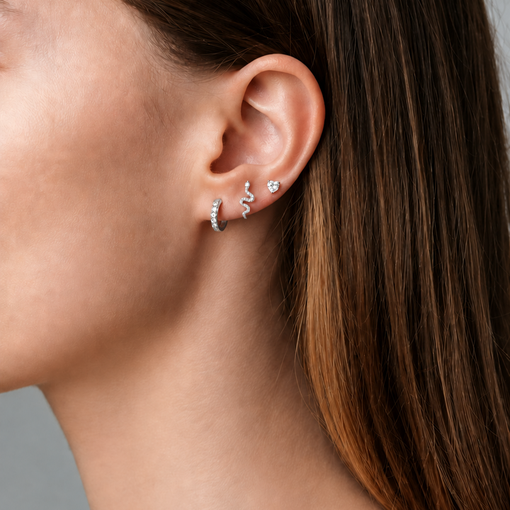 Snake Earring Stack Silver