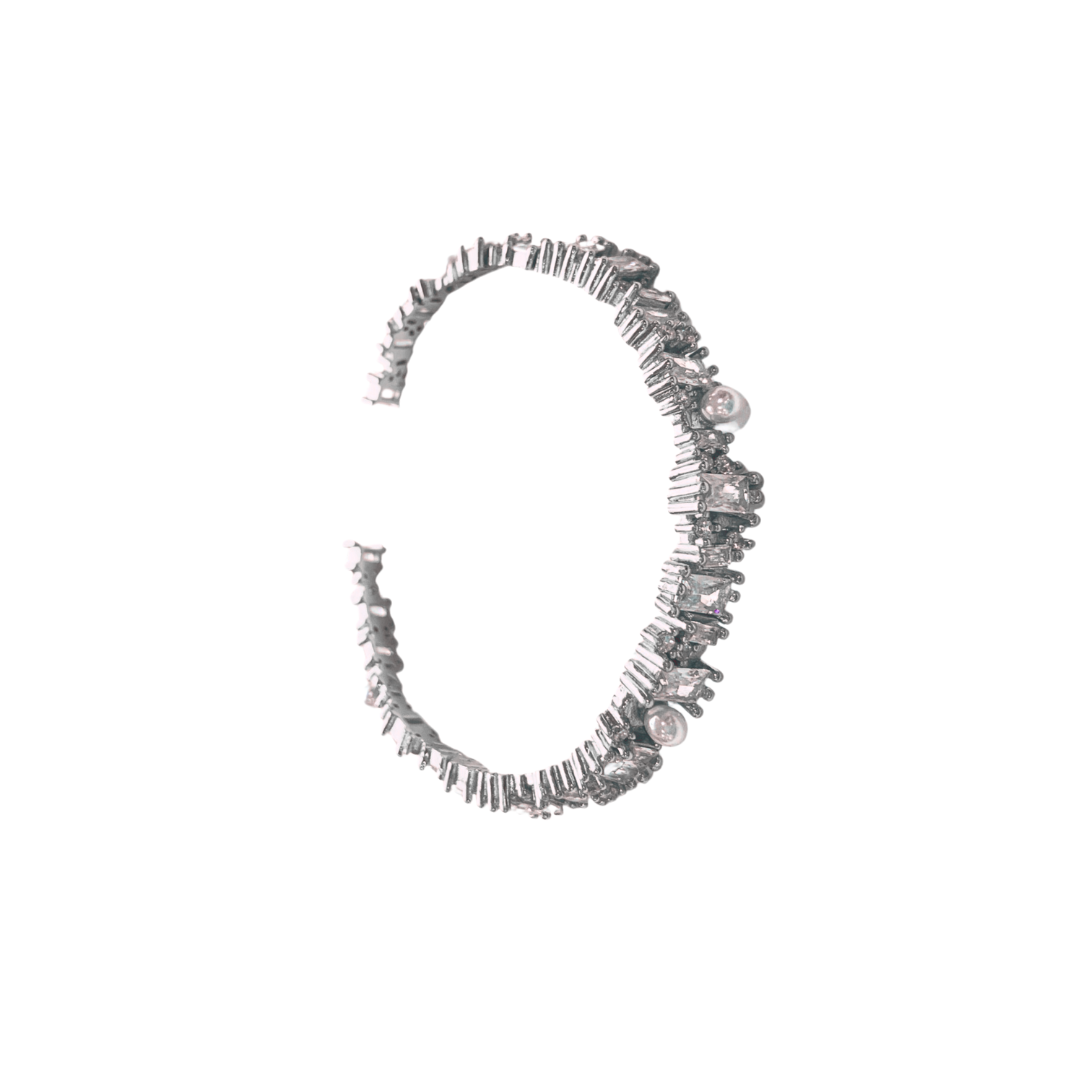 Baguette Crystal & Pearl Bangle