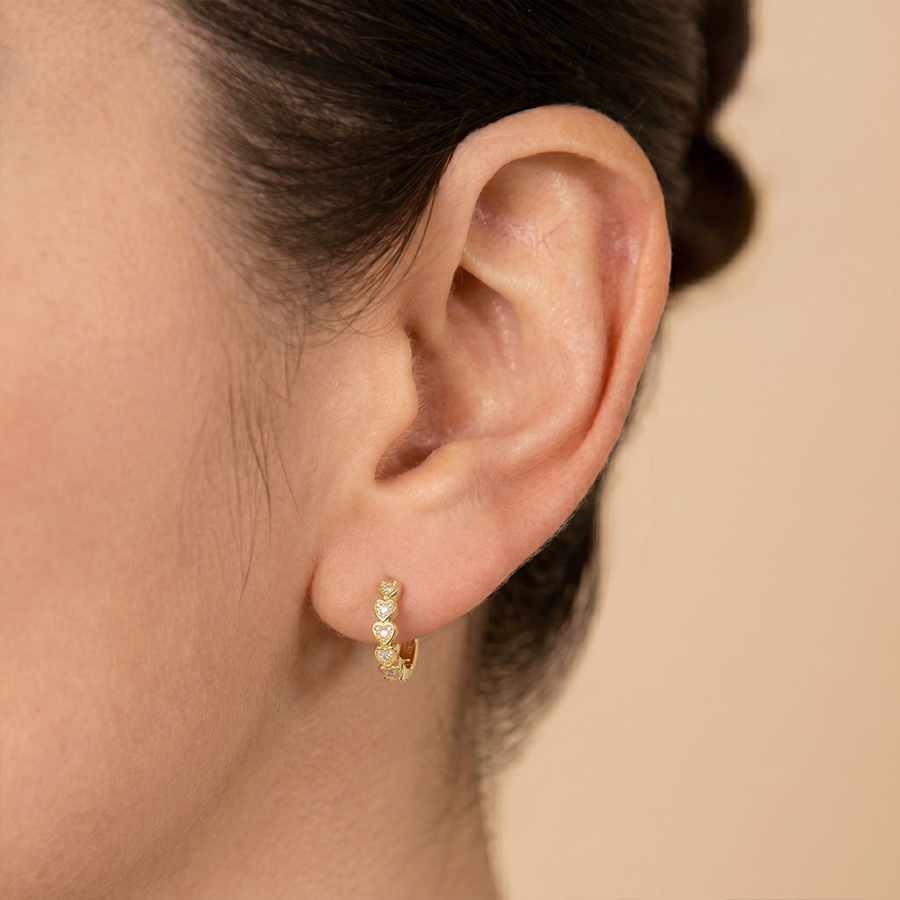 Tiny Heart Huggie Earrings Gold
