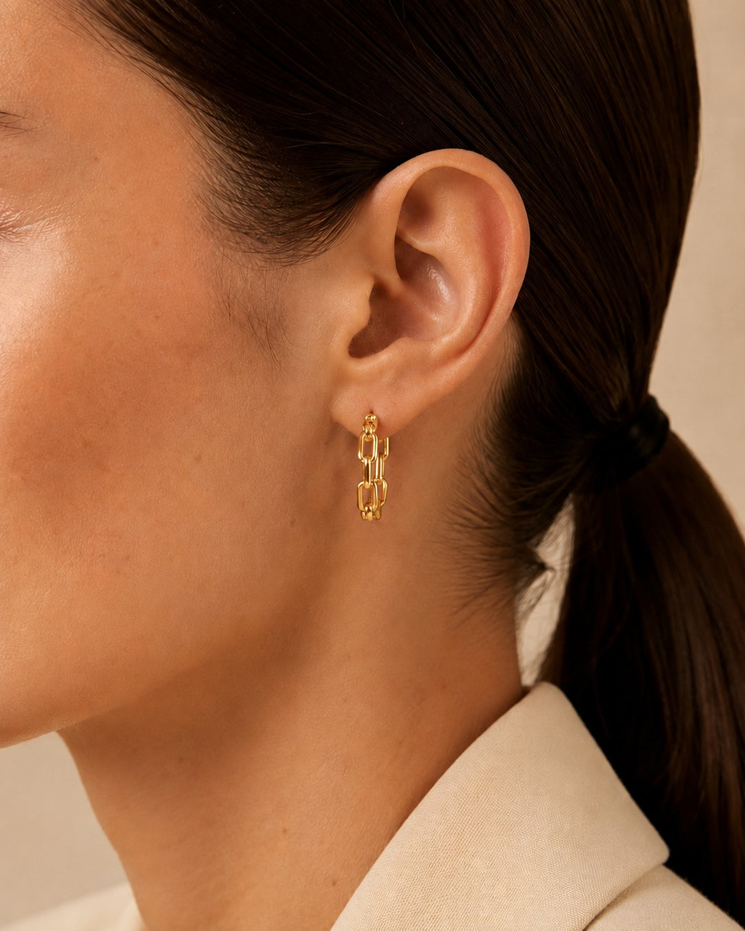 Chain Hoop Earrings Gold