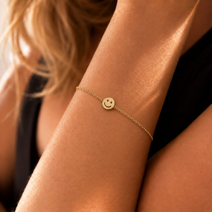 Smiley Face Bracelet in Gold