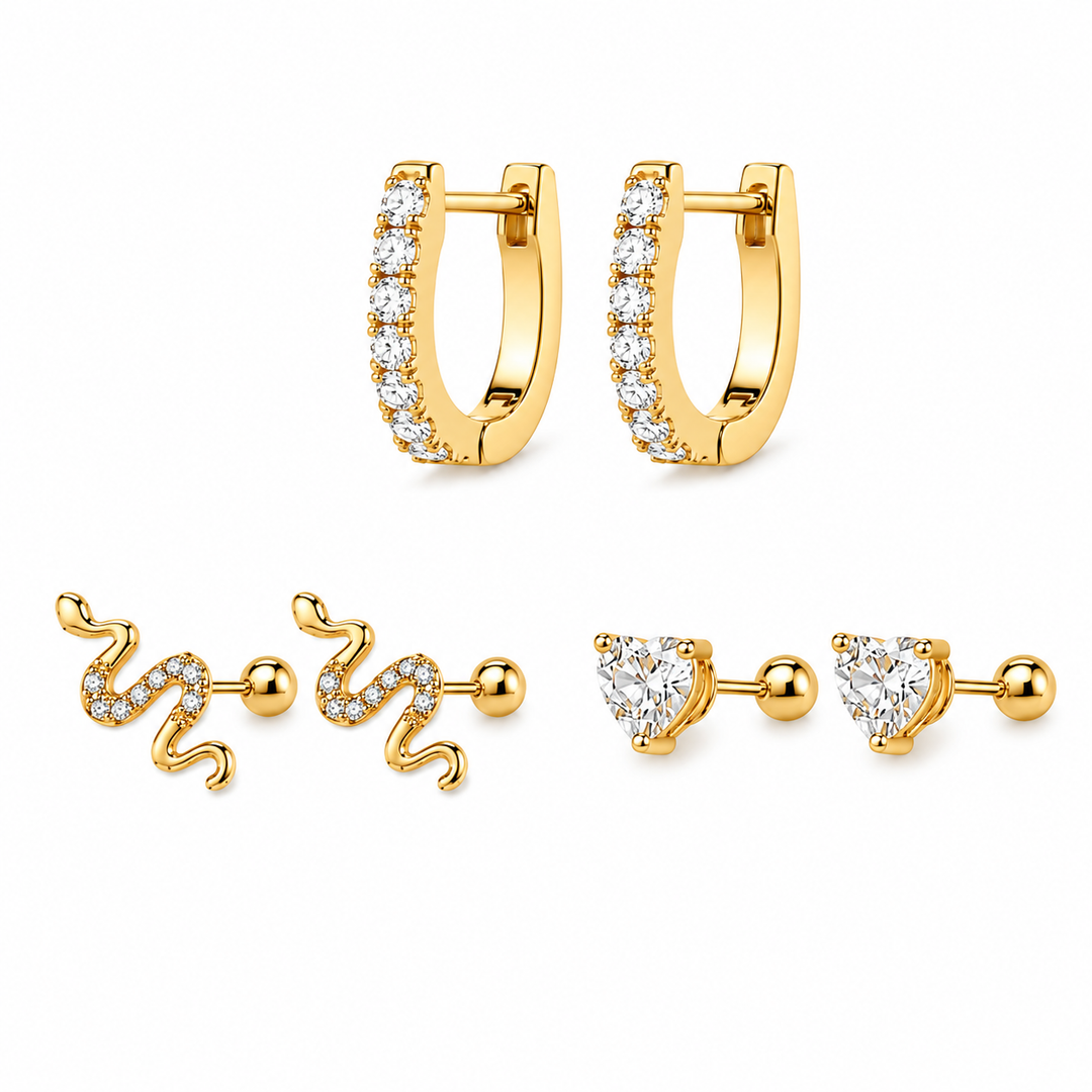 Snake Earring Stack in Gold