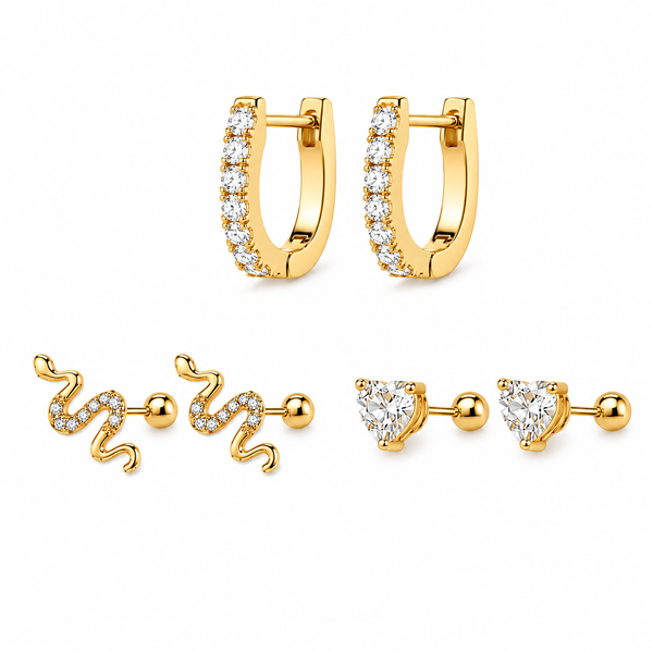 Snake Earring Stack in Gold