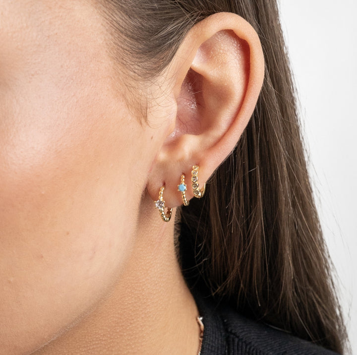 Turquoise Stone Huggie Earrings