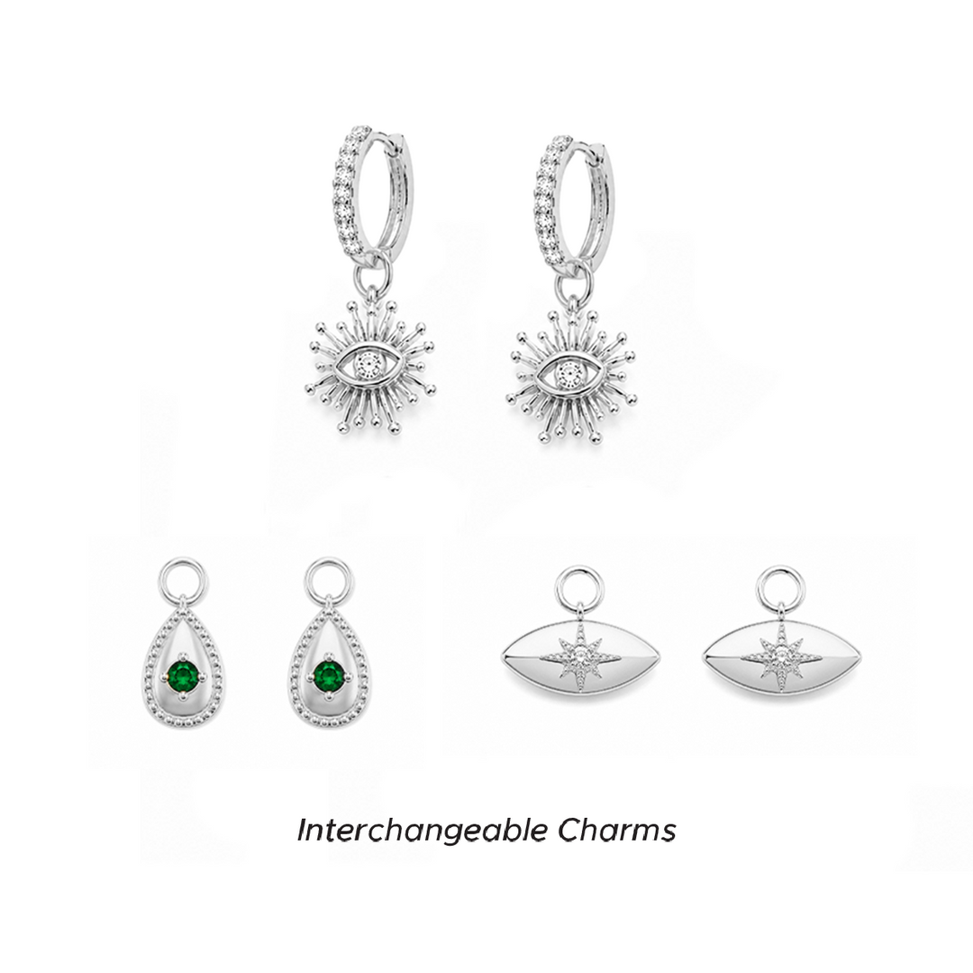 Dakota Charm Earring Set Silver