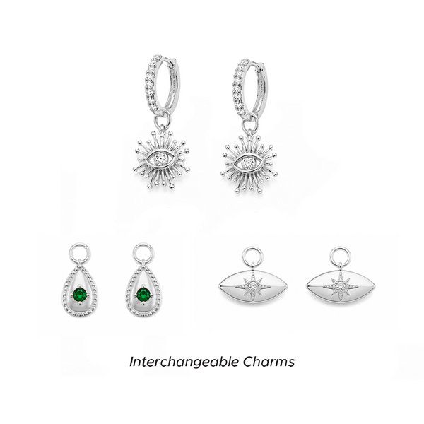 Dakota Charm Earring Set Silver