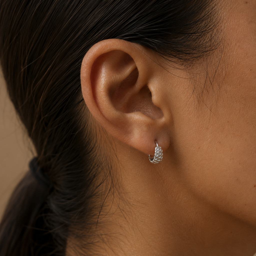Dar Huggie Earrings Silver