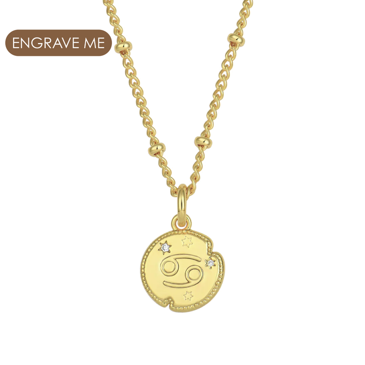 Cancer Zodiac Pendant Necklace Gold
