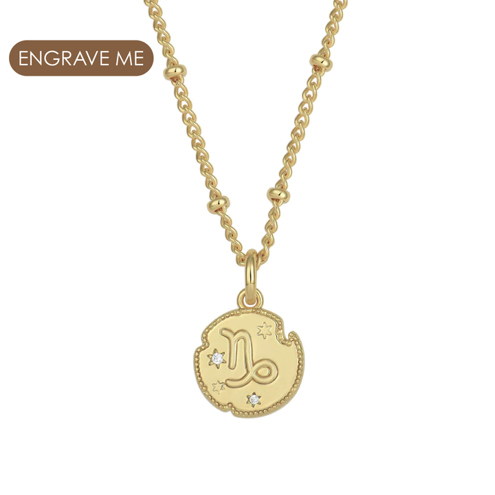 Capricorn Zodiac Pendant Necklace Gold