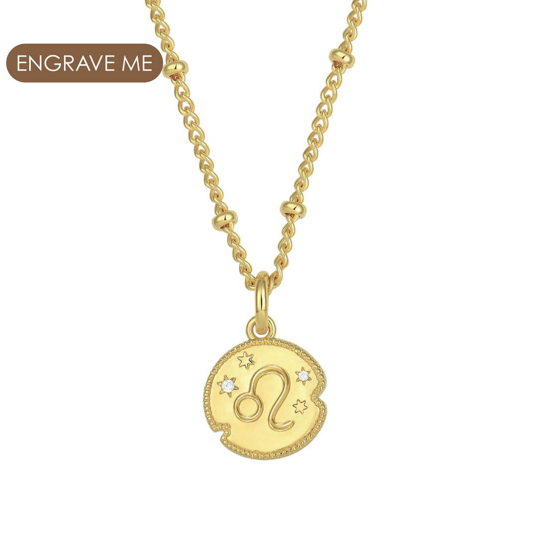 Leo Zodiac Pendant Necklace Gold