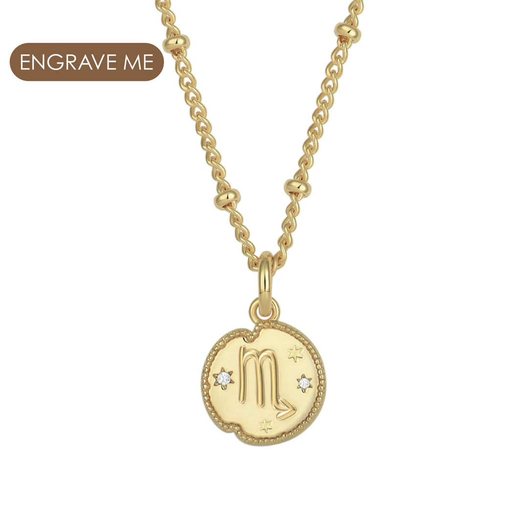 Scorpio Zodiac Pendant Necklace Gold