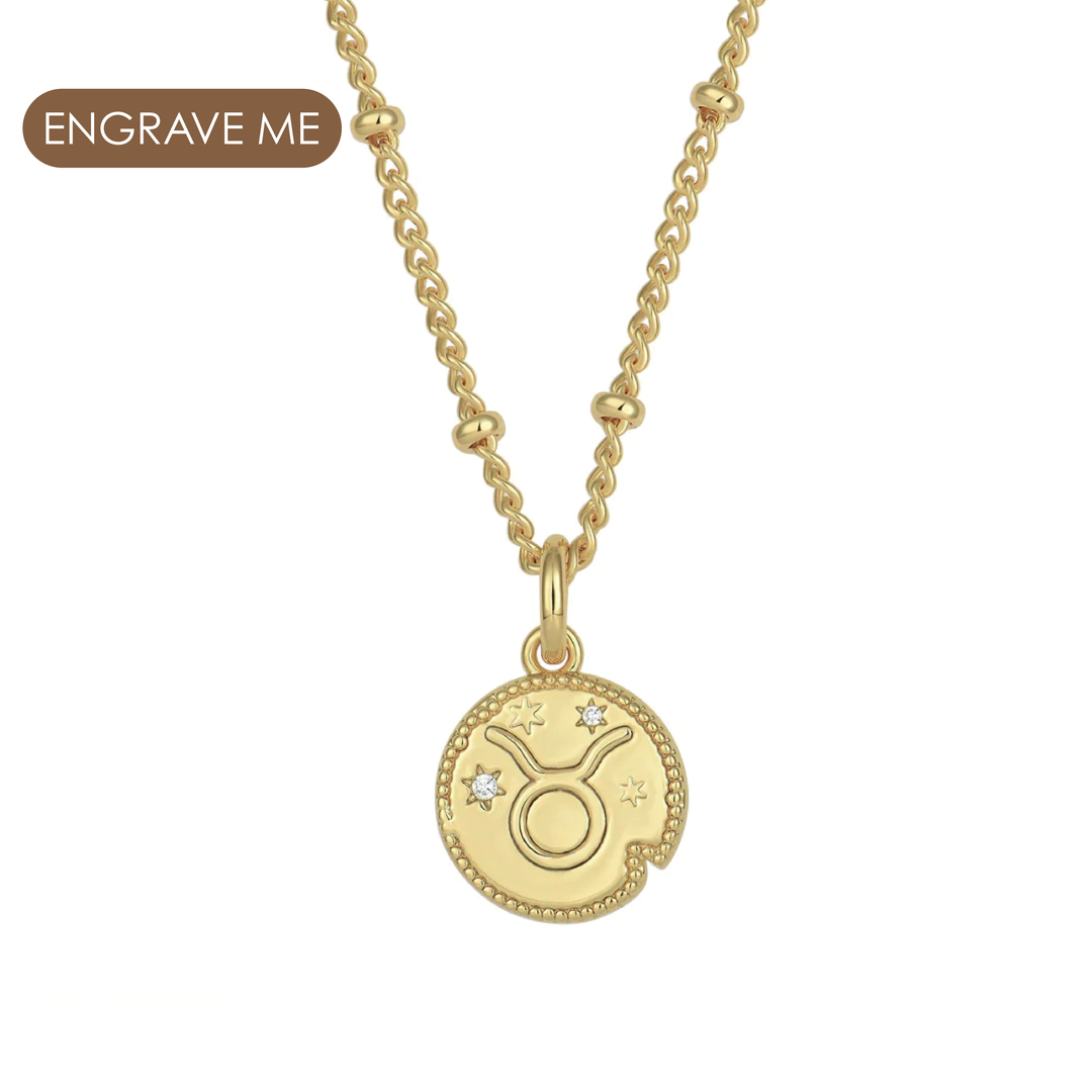 Taurus Zodiac Pendant Necklace Gold