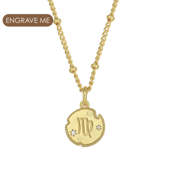 Virgo Zodiac Pendant Necklace Gold