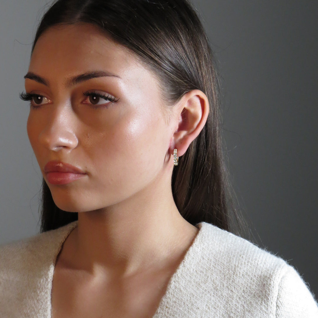 Justine Crystal Hoop Earrings Silver