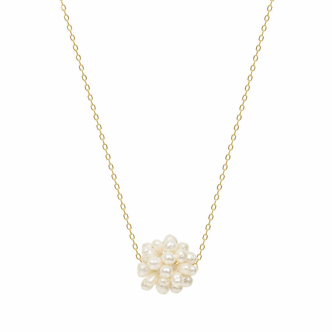 Pearl Cluster Necklace Gold