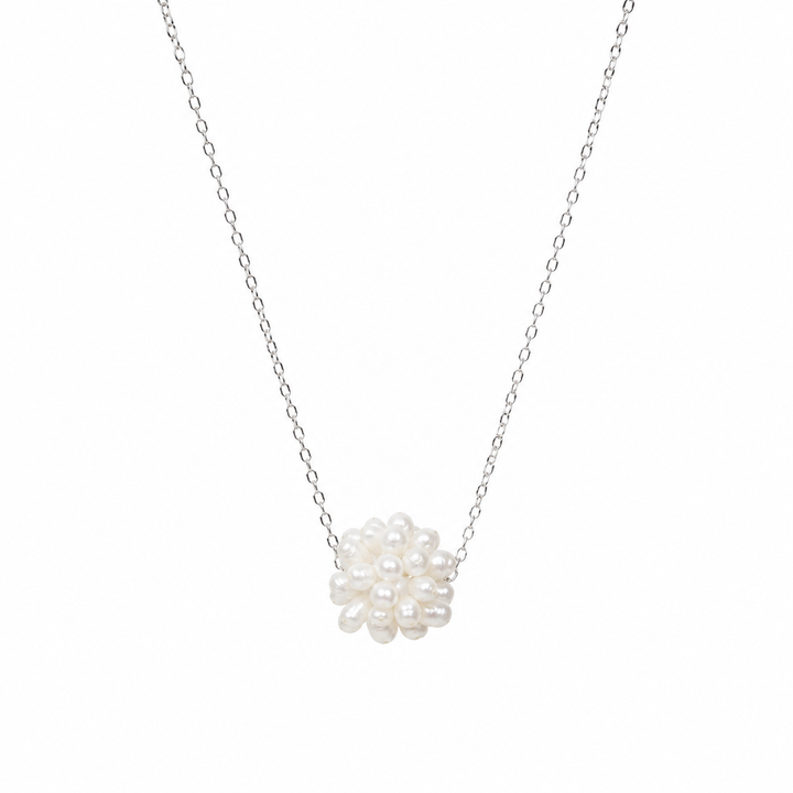 Pearl Cluster Necklace Silver