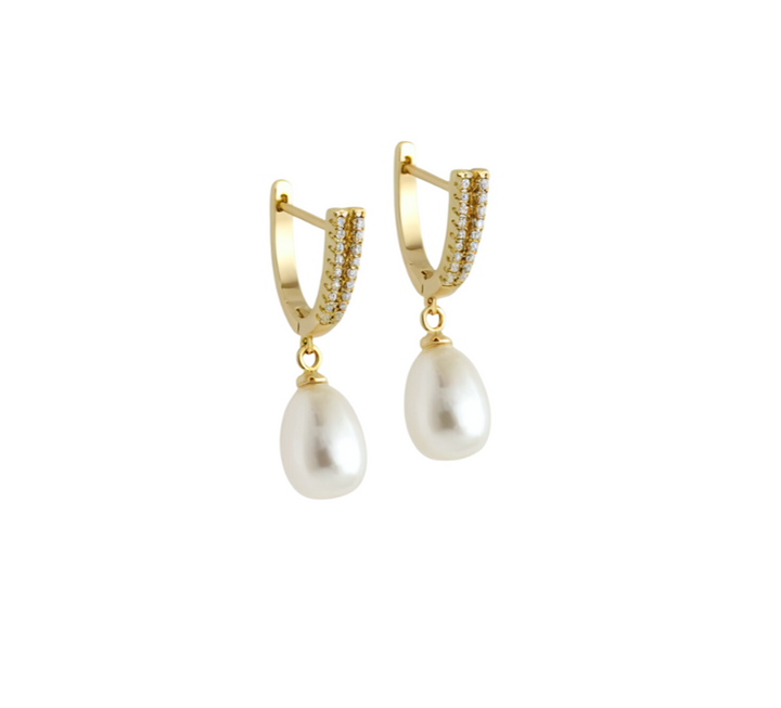 Carmen Pearl Drop Earrings Gold