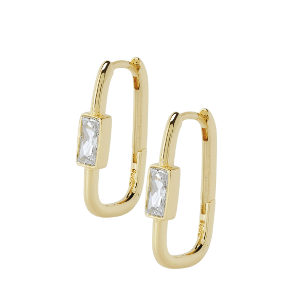 Faith Oval Hoop Earrings Gold