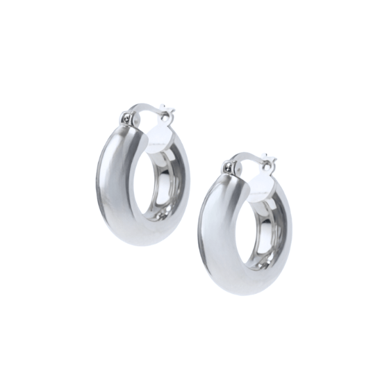 Barrel Hoop Earrings Silver