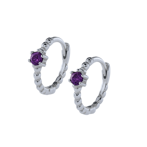 Purple stone huggie