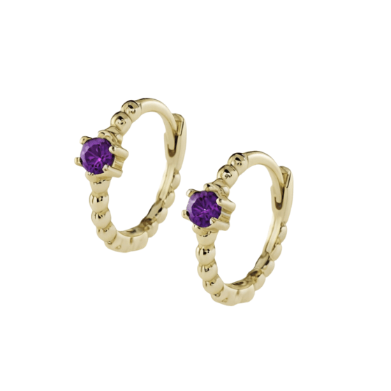 Purple stone huggie