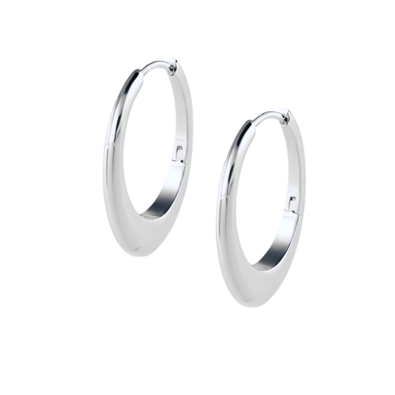 Remy Oval Hoop Earrings Silver