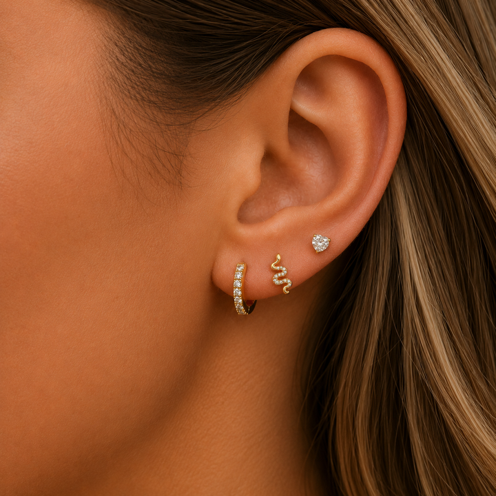 Snake Earring Stack in Gold