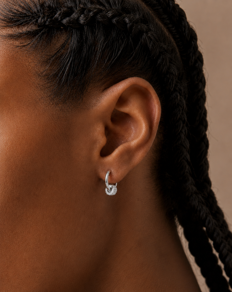 3 Hoop Huggie Earrings Silver