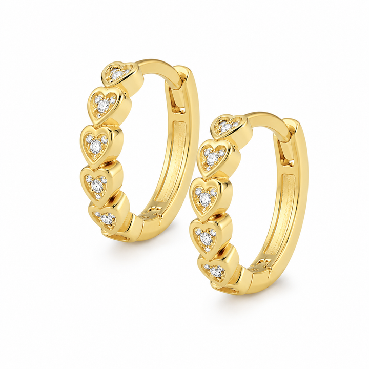 Tiny Heart Huggie Earrings Gold