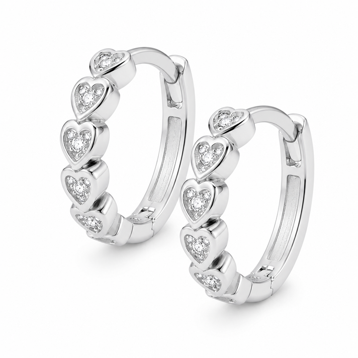 Tiny Heart Huggie Earrings Silver