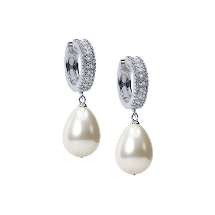 Alexandra Hoop Earrings With Drop Pearl