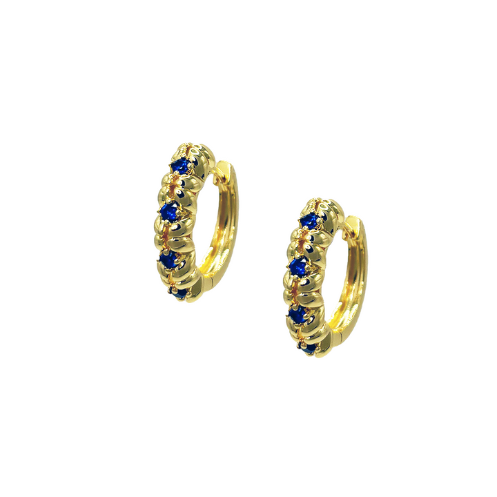 Amelia Amelia Blue Huggie in Gold