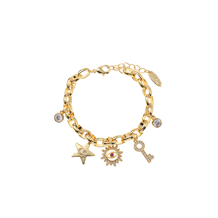 Helene Bracelet Gold White CZ Ruby CZ