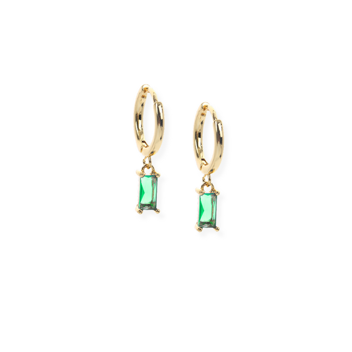 Green Star Earring Stack Gold