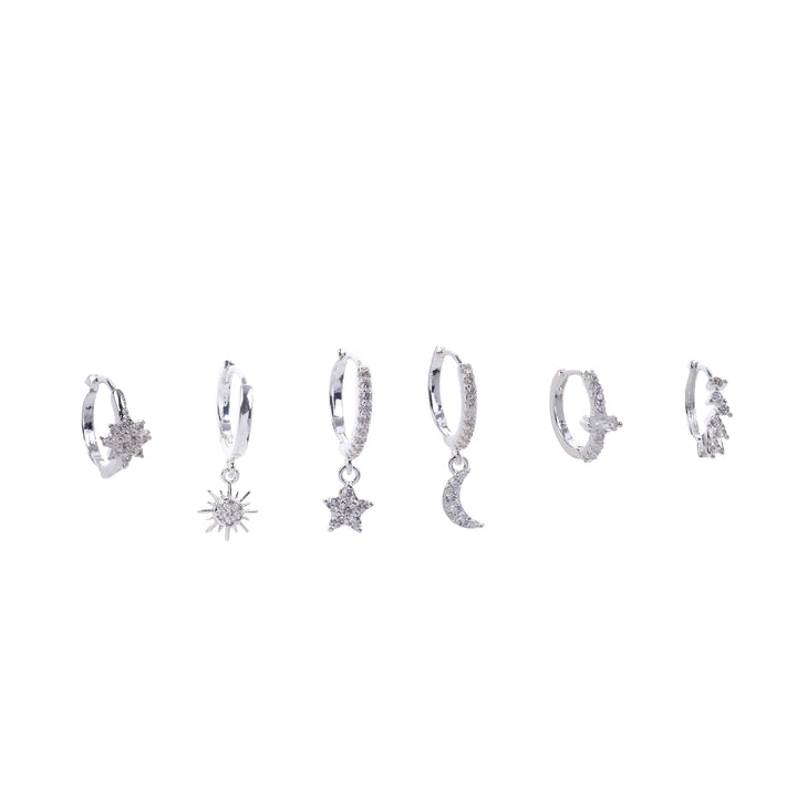 Sunrise Earring Stack Silver
