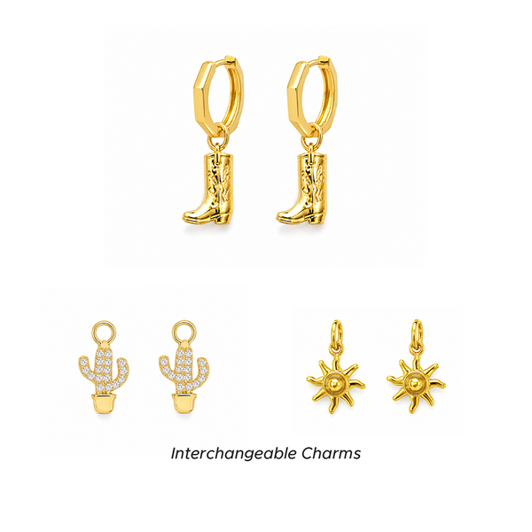 Howdy Honey Charm Earrings Set Gold