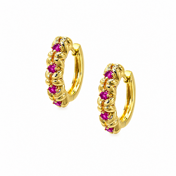 Amelia Pink Huggie in Gold
