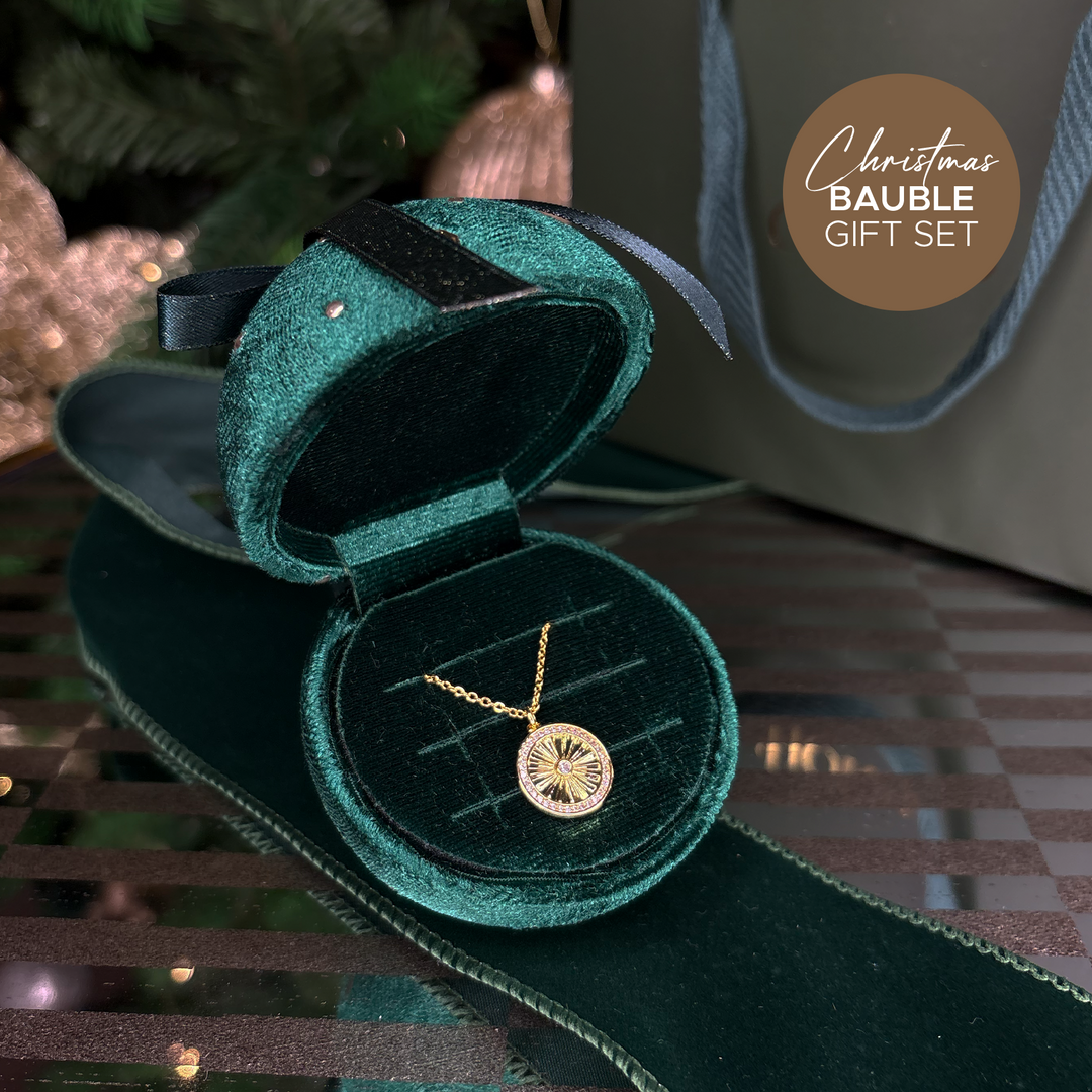 Azha Gold Necklace & Christmas Bauble Gift Set